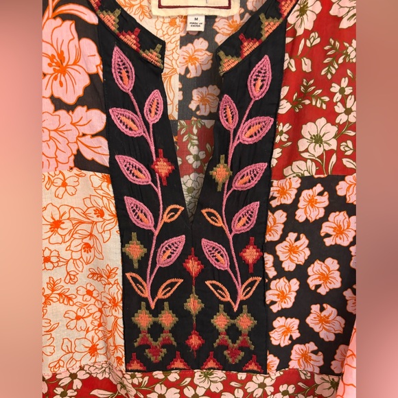 Johnny Was EUC Flora Tie Back mixed floral printed cotton embroidered Dress - Picture 7 of 16